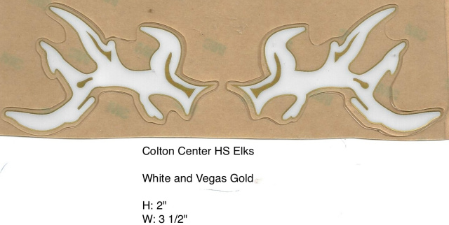 Colton Center Elks HS (TX) White outlined in gold